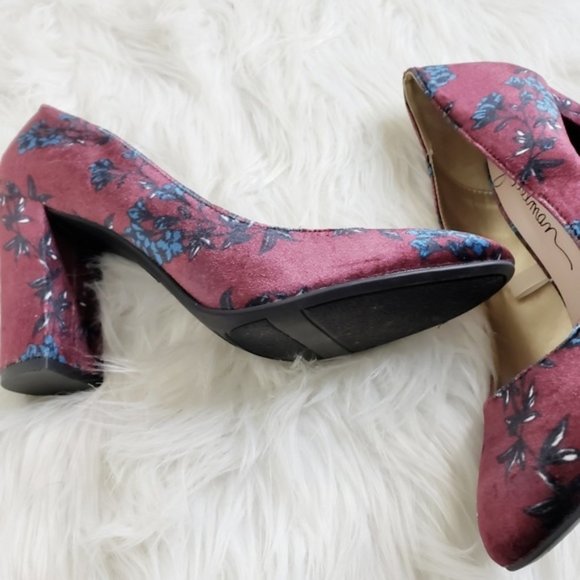 Libby Edelman Sean Floral Velvet Chunky Heels - Picture 3 of 7